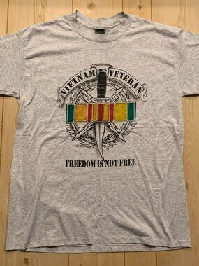 Vintage 90s Vietnam Veteran Freedom Not Free Military Single Stitch T-Shirt 2XL